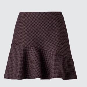 Uniqlo Flare Mini Skirt with Shorts in Dark Brown Checked